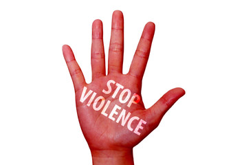 stop violence written on woman hand