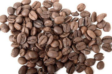 Coffee beans on white
