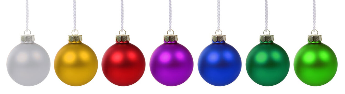 Weihnachtskugeln Weihnachten Advent bunte Kugeln in einer Reihe