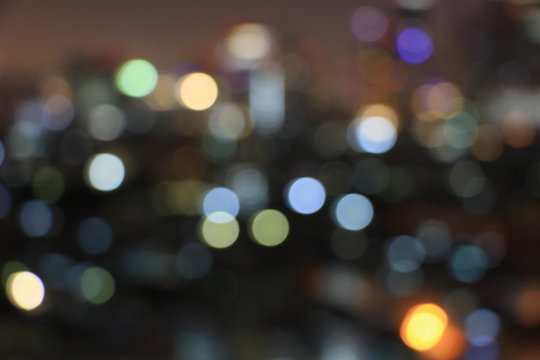 Abstract blurred cityscape bokeh of night light in bangkok