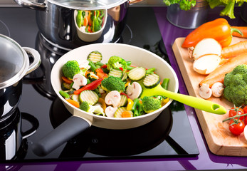 pan of chopped vegetables