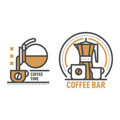 Coffee monogram vector logo badge