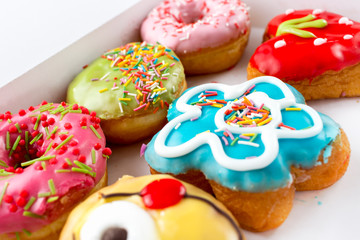 Six delicious and colorful donuts