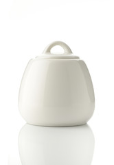 White Porcelain Jar with Lid Shot in Studio