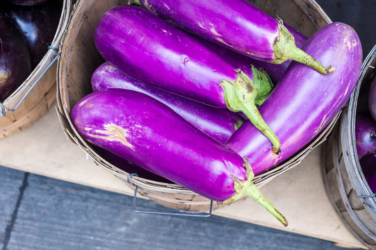 Violet eggplants at the market