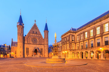 Gothic facade of Ridderzaal in Binnenhof, Hague