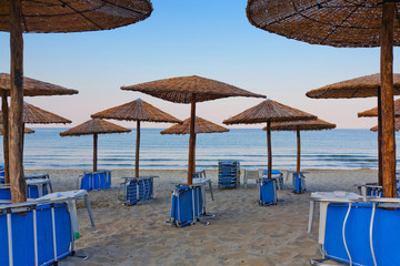 Beach umbrellas and chairs