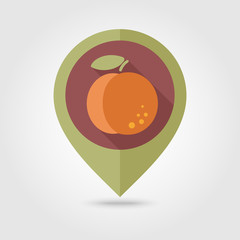 Peach flat pin map icon. Fruit