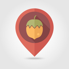 Nut flat pin map icon. Fruit