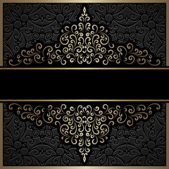 Vintage gold and black curly background
