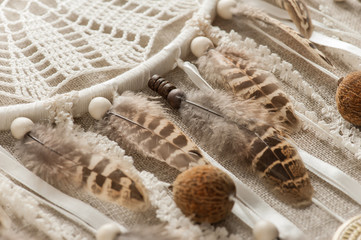 feathers, pearls, pink beads