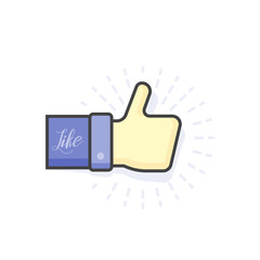 Blue thumb up icon, vector illustration