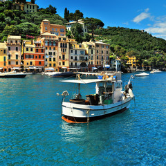 The beautiful bay of Portofino fishing village,luxury harbor