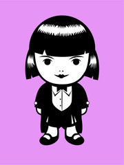 Doll dressed with a frac. Vector illustration