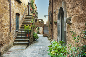 Ancient streets of the dying town in Italy, Civita di Bagnoregio