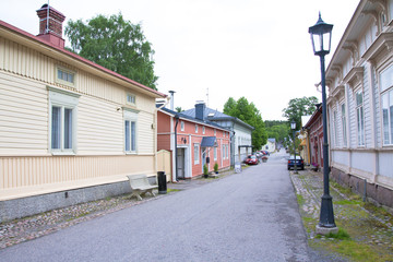 Naantali, Finland - 06 July , 2015: Cloudy summer day on the historic quarter of Naantali