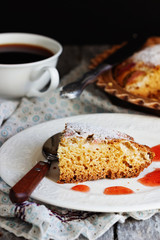 Homemade cake with rhubarb