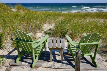 New England Beach with Chairs 