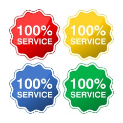 Colored buttons with text 100% service