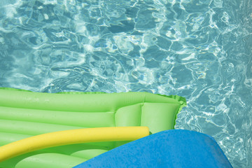 Detail of air pool mattress on at the swimming pool
