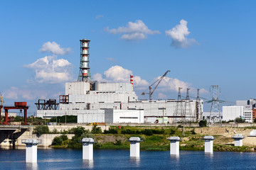 The building of the nuclear power plant unit.