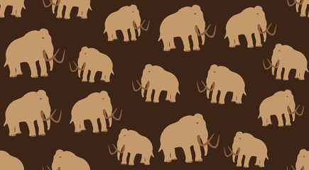 Vector seamless background of mammoths
