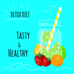 Detox diet. Tasty and healthy. Food card