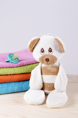 teddy bear, newborn nipple, terry towels - baby care