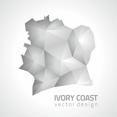 Ivory Coast msaic triangle perspective grey vector map
