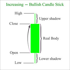 Increasing bullish candlestick chart pattern. Candle stick graph