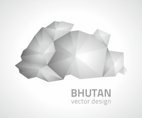Bhutan grey vector polygonal map