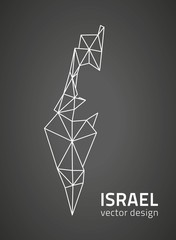 Israel black mosaic vector contour perspective map