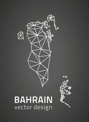 Fototapeta na wymiar Bahrain outline polygonal black triangle map