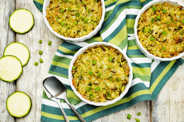 Brown and wild rice zucchini casserole