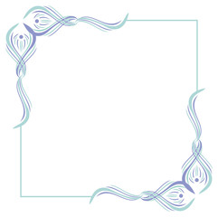 Vector square frame with empty space for text or photo. Blue vertical frame suitable for different greeting cards, invitations, backgrounds, prints, winter decorations.