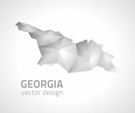 Georgia polygonal grey and silver vector map