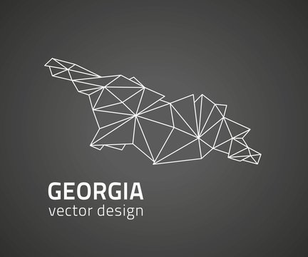 Georgia vector black contour mosaic modern map