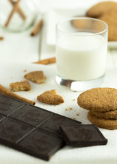 Biscuits with glass of milk.