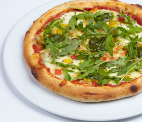 pizza on the white