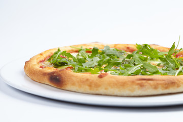 pizza on the white