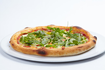 pizza on the white