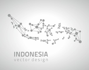 Indonesia grey vector dot mosaic map