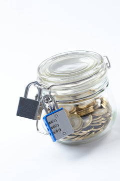 money in glass jar