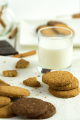 Biscuits with glass of milk.