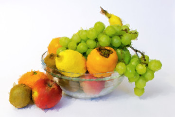 Watercolor fruit set isolated on white background