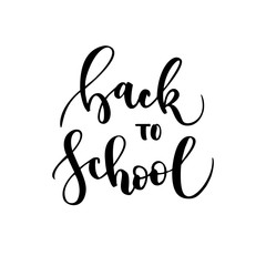 Back to school calligraphic design. Hand drawn vector lettering of phrase back to school. School sale black lettering isolated on white background.