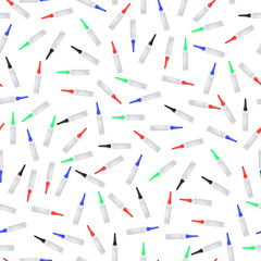 Glue Seamless Pattern on White. Set of Plastic Glue Tubes Background
