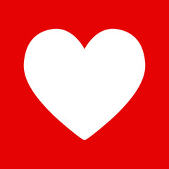 Weißes Herz auf rotem Hintergrund