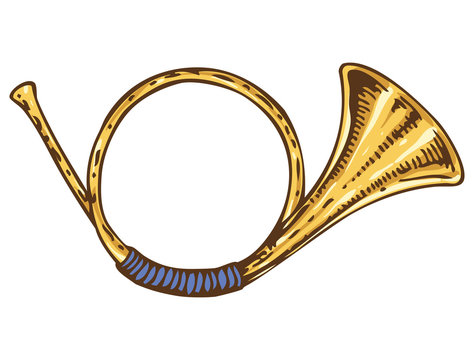 Isolated Golden French Horn
