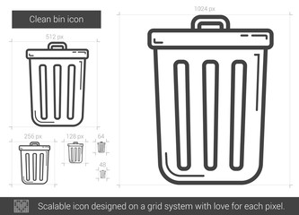 Clean bin line icon.